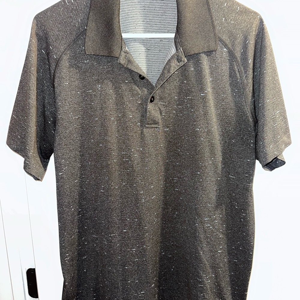 lululemon athletica Men's Heathered Charcoal Polo - Short Sleeve
